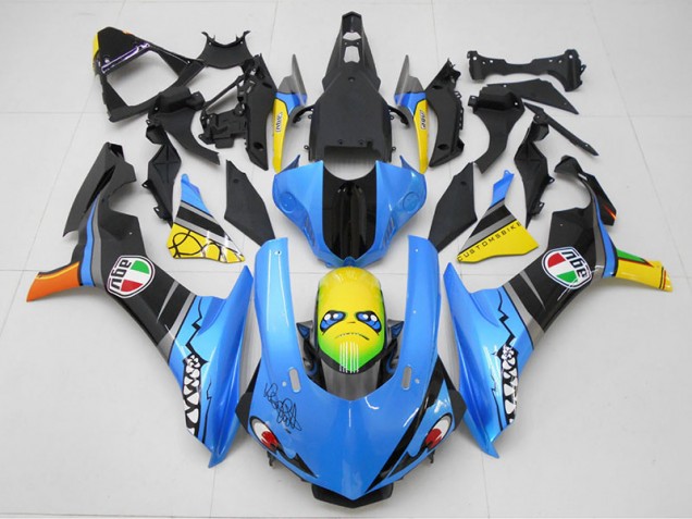 Blau Gelb Hai Yamaha R1 15-19 Verkleidungen