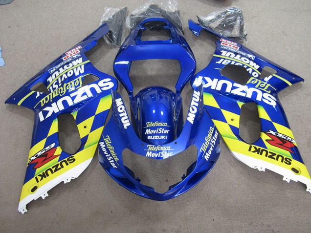 Blau Gelb Telefonia Movistar Suzuki GSXR 600 K1 K2 K3 01-03 Verkleidungen Blau Gelb Telefonia Movistar Suzuki GSXR 600 K1 K2 K3 01-03 Verkleidungen