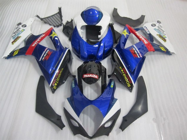 Blau Schwarz Rockstar Suzuki GSXR 1000 K7 07-08 Verkleidungen