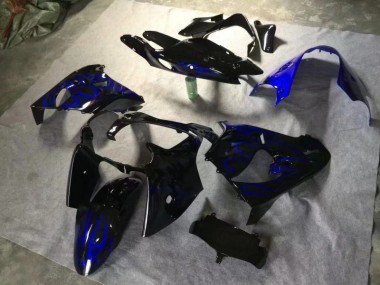 Glänzend Schwarz Blau Flamme Kawasaki ZX9R 00-01 Verkleidungen