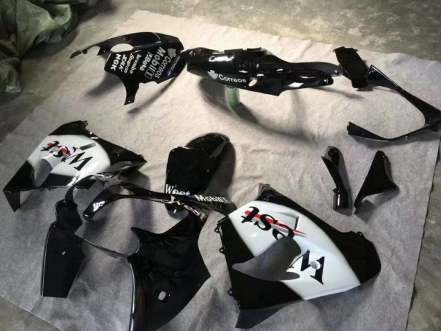 Glänzend schwarz Weiß Kawasaki ZX9R 00-01 Verkleidungen