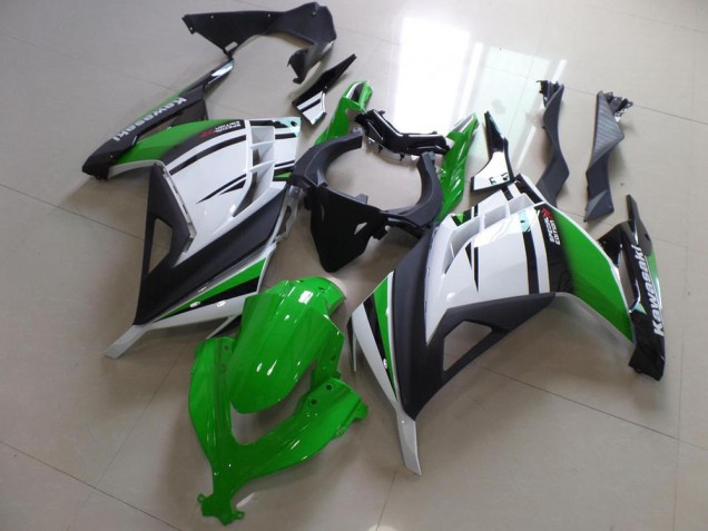 Grün Schwarz und Weiß Kawasaki ZX 300R 13-16 Verkleidungen