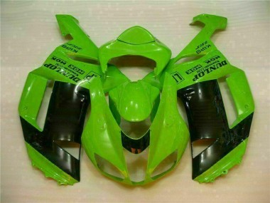 Grün Schwarzer Dunlop Kawasaki ZX6R 07-08 Verkleidungen
