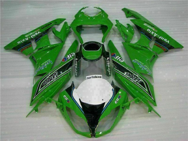 Grün Schwarzer LeoVince Kawasaki ZX6R 09-12 Verkleidungen