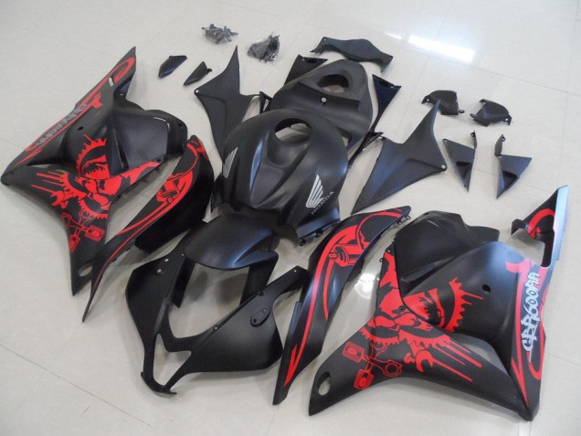 Matt Schwarz mit rotem Totenkopf Honda CBR 600 RR 09-12 Verkleidungen Matt Schwarz mit rotem Totenkopf Honda CBR 600 RR 09-12 Verkleidungen