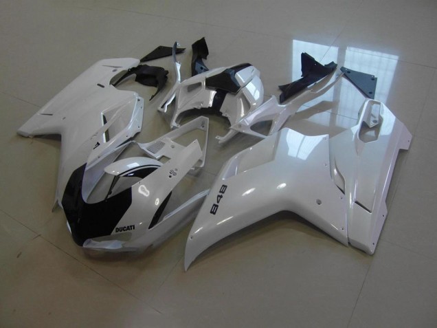 Perl Weiß Schwarz gestreift Ducati 848 1098 1198 07-14 Verkleidungen Perl Weiß Schwarz gestreift Ducati 848 1098 1198 07-14 Verkleidungen
