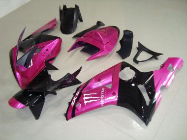 Rosa Schwarz Monster Kawasaki ZX6R 03-04 Verkleidungen