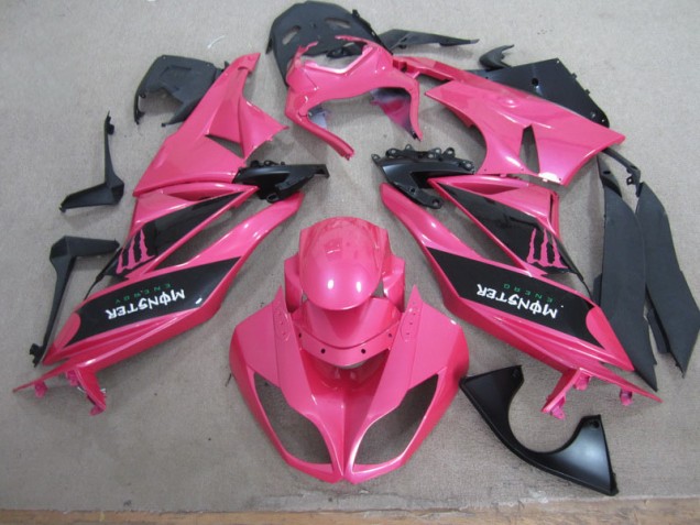 Rosa Schwarz Monster Kawasaki ZX6R 09-12 Verkleidungen Rosa Schwarz Monster Kawasaki ZX6R 09-12 Verkleidungen