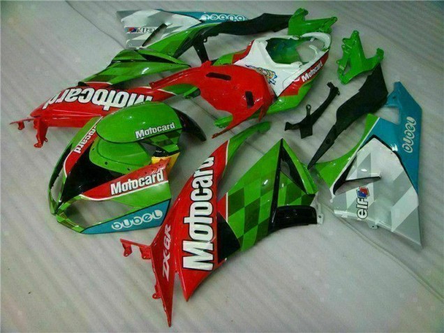 Rot Grün Motocard Kawasaki ZX6R 09-12 Verkleidungen Rot Grün Motocard Kawasaki ZX6R 09-12 Verkleidungen