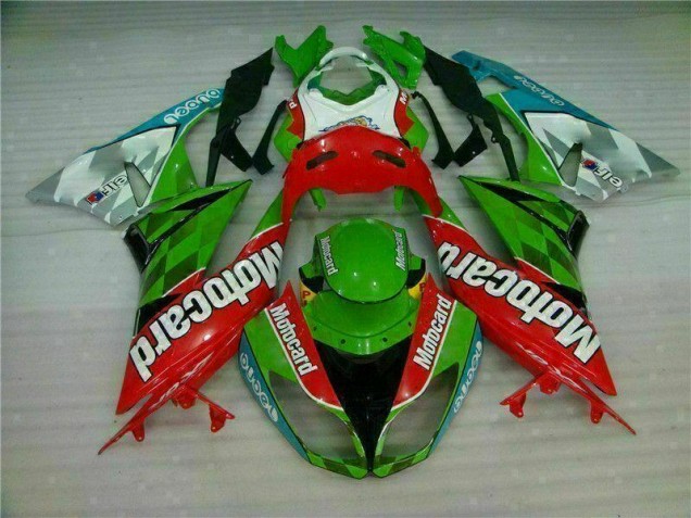Rot Grün Motocard Kawasaki ZX6R 09-12 Verkleidungen Rot Grün Motocard Kawasaki ZX6R 09-12 Verkleidungen