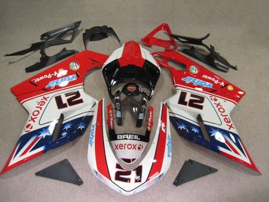 Rot Weiß Breil Xerox 21 Ducati 1098 07-14 Verkleidungen