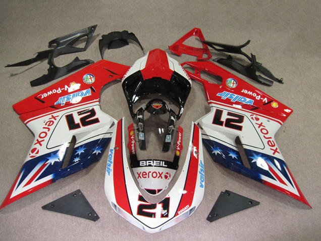 Rot Weiß Breil Xerox 21 Ducati 1098 07-14 Verkleidungen