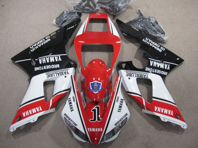 Rot Weiß Schwarz 50 Yamaha R1 98-99 Verkleidungen Rot Weiß Schwarz 50 Yamaha R1 98-99 Verkleidungen