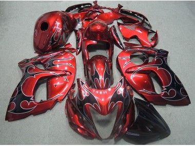 Rote Schwarz Flamme Suzuki GSXR 1300 Hayabusa 08-19 Verkleidungen