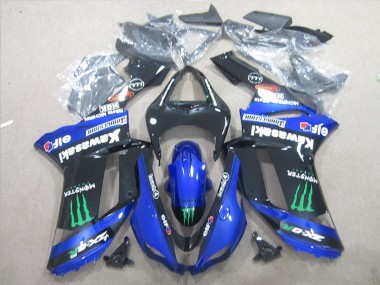 Schwarz Blau Grün Monster Kawasaki ZX6R 07-08 Verkleidungen