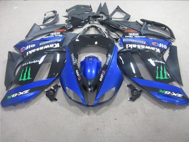 Schwarz Blaus Monster Kawasaki ZX6R 07-08 Verkleidungen
