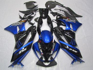 Schwarz Blaus Monster Kawasaki ZX6R 09-12 Verkleidungen