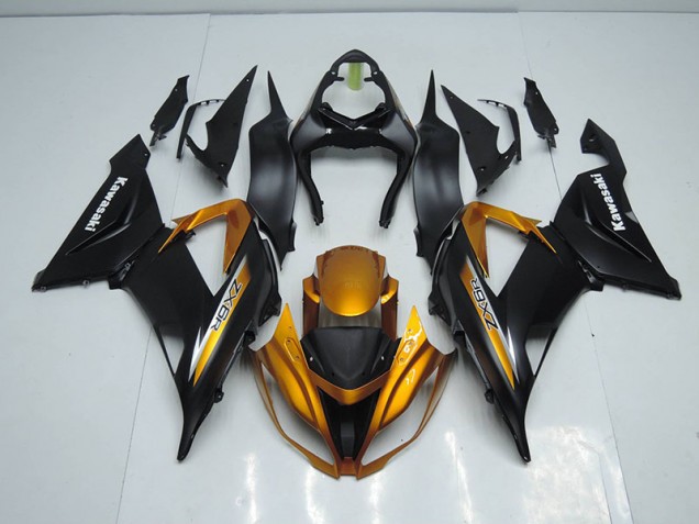 Schwarz Gold Kawasaki ZX6R 13-18 Verkleidung Schwarz Gold Kawasaki ZX6R 13-18 Verkleidung