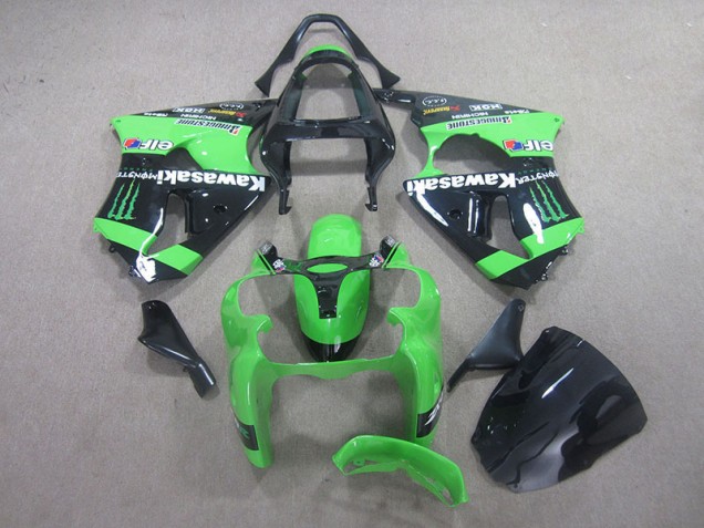 Schwarz Grünes Monster Kawasaki ZX6R 00-02 Verkleidungen Schwarz Grünes Monster Kawasaki ZX6R 00-02 Verkleidungen