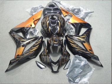 Schwarz Orange Flamme Honda CBR 600 RR 07-08 Verkleidungen