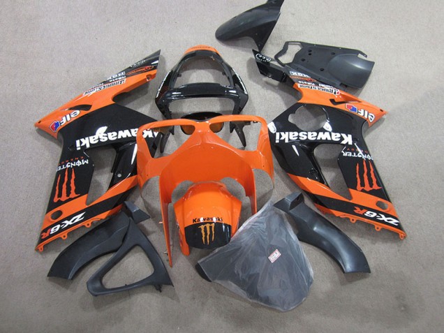 Schwarz Orange Monster Kawasaki ZX6R 03-04 Verkleidungen
