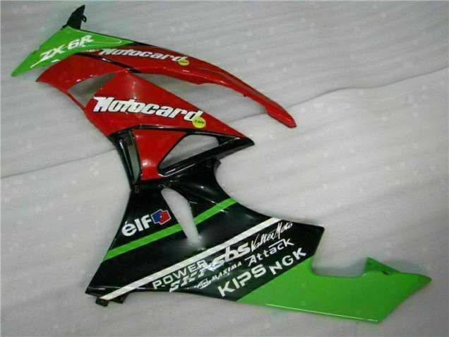 Schwarz Rot Grün Motocard Kawasaki ZX6R 09-12 Verkleidungen