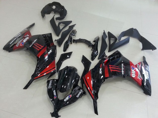 Schwarz Rot Monster Kawasaki ZX 300R 13-16 Verkleidungen Schwarz Rot Monster Kawasaki ZX 300R 13-16 Verkleidungen