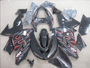 Schwarz Rot Weiß Flamme Ninja Kawasaki ZX10R 06-07 Verkleidungen