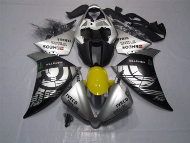 Schwarz Silber Iveco Yamalube Monster Yamaha R1 12-14 Verkleidungen