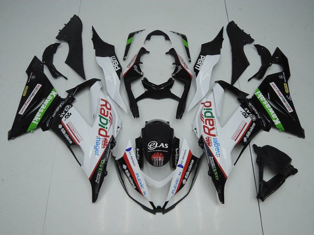 Schwarz Weiß Rapid Hager Kawasaki ZX6R 13-18 Verkleidungen Schwarz Weiß Rapid Hager Kawasaki ZX6R 13-18 Verkleidungen