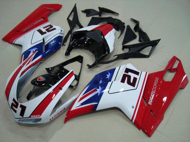 Schwarz Weiß Rot 21 Ducati 848 1098 1198 07-14 Verkleidungen Schwarz Weiß Rot 21 Ducati 848 1098 1198 07-14 Verkleidungen