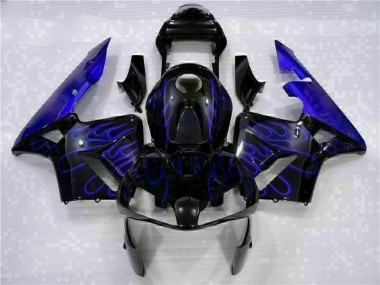Schwarz mit Blaur Flamme Honda CBR 600 RR 03-04 Verkleidungen