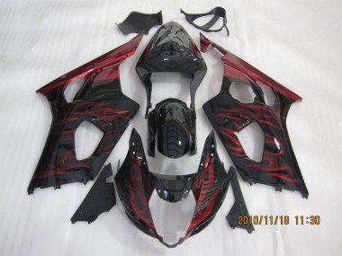 Schwarz rote Flamme Suzuki GSXR 1000 K3 03-04 Verkleidungen