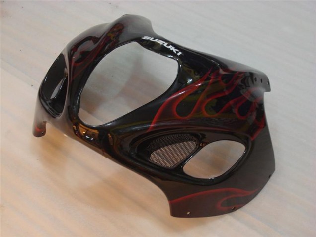 Schwarz rote Flamme Suzuki GSXR 1300 Hayabusa 96-07 Verkleidung
