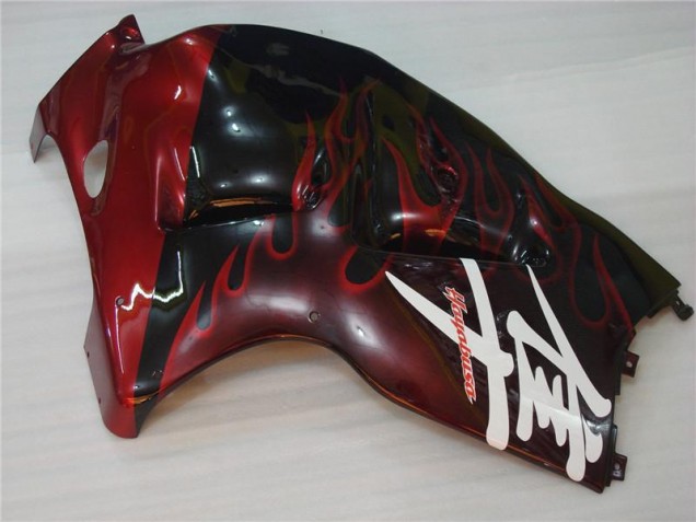 Schwarz rote Flamme Suzuki GSXR 1300 Hayabusa 96-07 Verkleidung