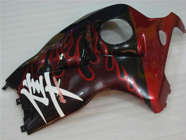 Schwarz rote Flamme Suzuki GSXR 1300 Hayabusa 96-07 Verkleidung