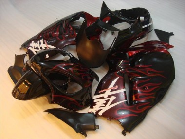 Schwarz rote Flamme Suzuki GSXR 1300 Hayabusa 96-07 Verkleidung