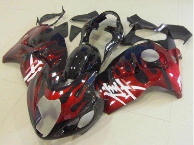 Schwarz rote Flamme Suzuki GSXR 1300 Hayabusa 96-07 Verkleidungen