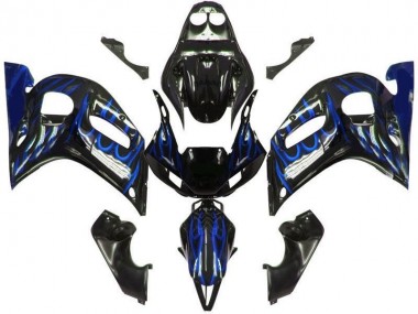 Schwarze Blau Flamme Yamaha R6 98-02 Verkleidungen