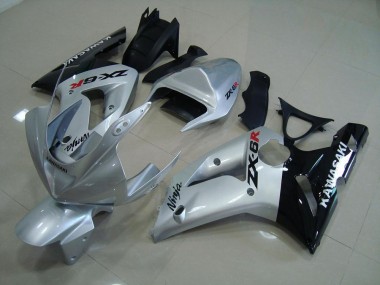Silber Schwarz Kawasaki ZX6R 03-04 Verkleidungen