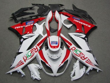 Weiß Rot Rapid Kawasaki ZX6R 09-12 Verkleidungen