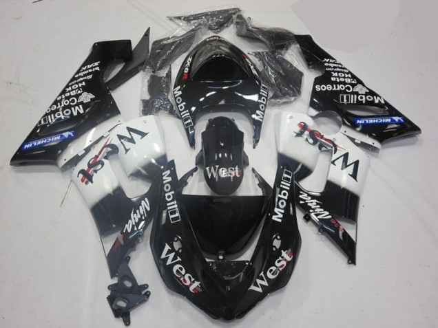 Weiß Schwarz Kawasaki ZX6R 05-06 Verkleidung Weiß Schwarz Kawasaki ZX6R 05-06 Verkleidung