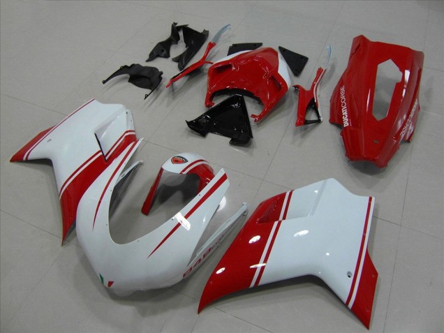 Weiß Und Rot Rennen Version Ducati 848 1098 1198 07-14 Verkleidungen Weiß Und Rot Rennen Version Ducati 848 1098 1198 07-14 Verkleidungen